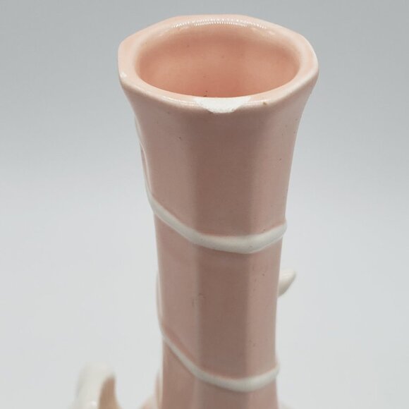Fitz & Floyd 1982 Ceramic Peach Pink Pastel 3D White Applied Florals Bud Vase - Picture 3 of 10